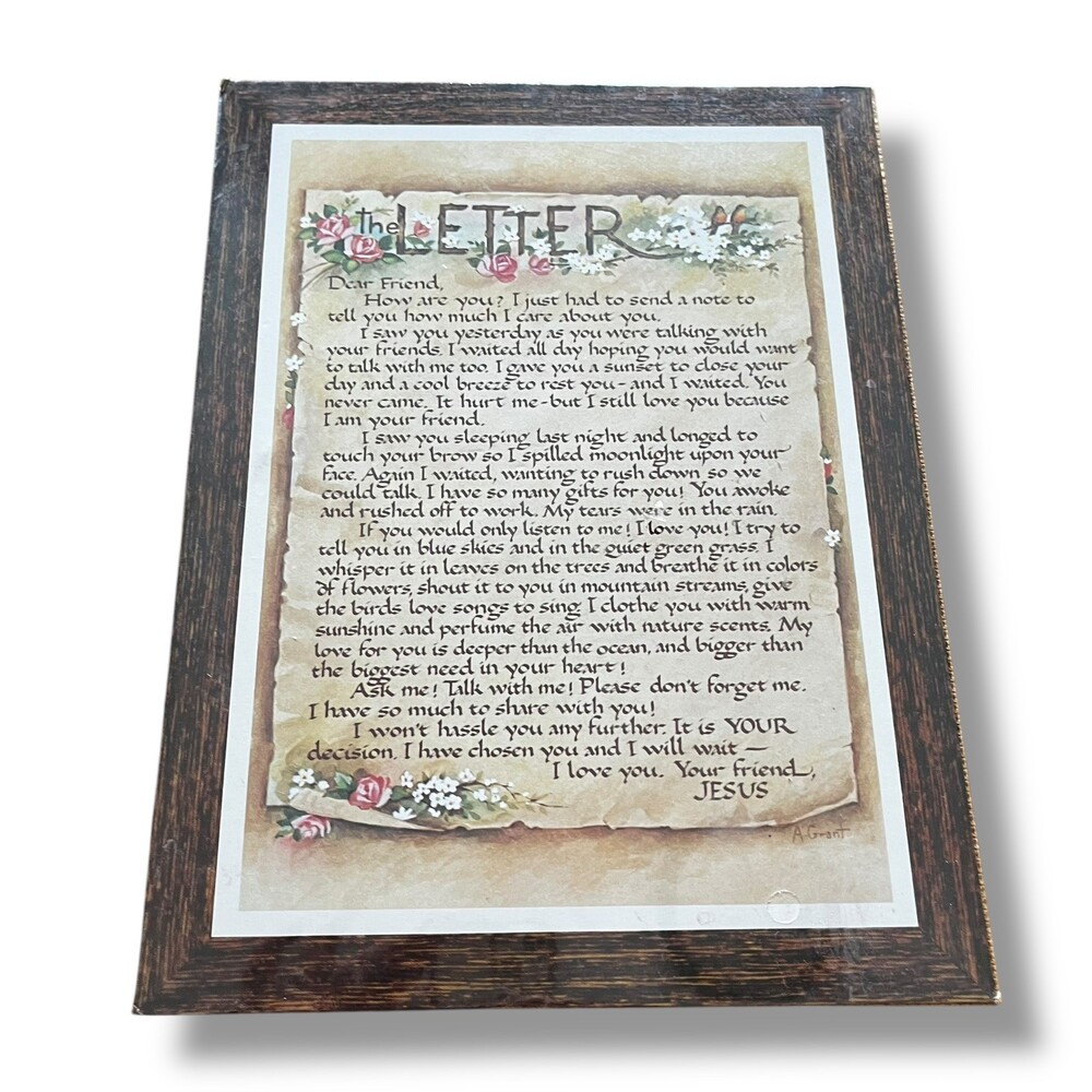 New VTG Sealed The Letter A Note From Jesus Wall Sign Country Cottagecore Gift